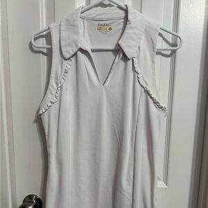 Lilly Pulitzer White Ruffled Polo